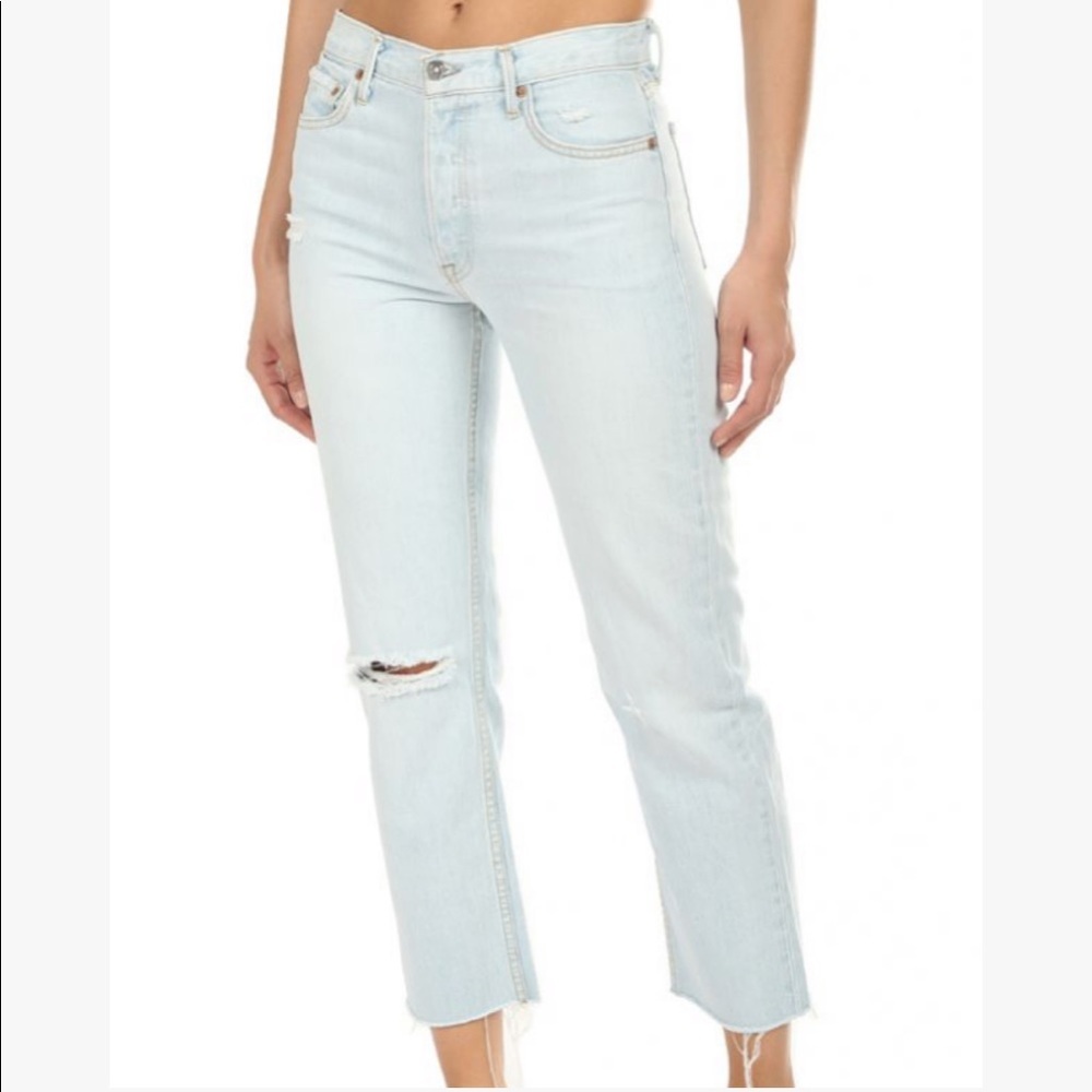 GRLFRND Helena Straight Distressed High Rise Jean